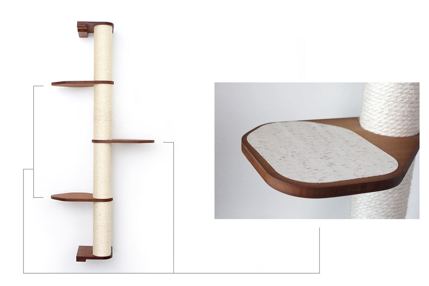 Wall Mounted Cat Scratching Pole with Sisal - Vertical Climbing Tower for Small Spaces