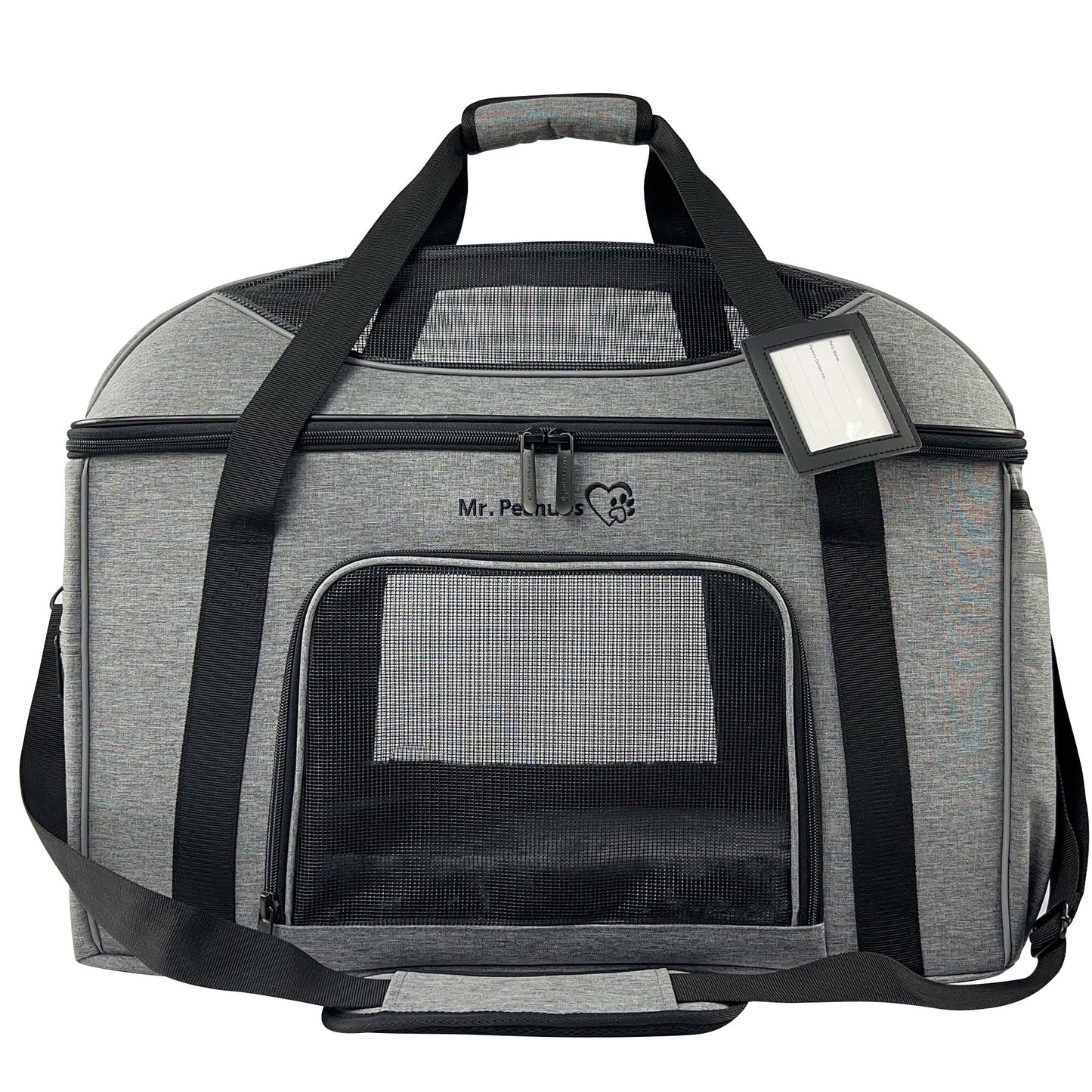 Pet Car Seat & Mobile Travel Crate – Rigid Soft-Sided, Tall Profile (Platinum Gray)