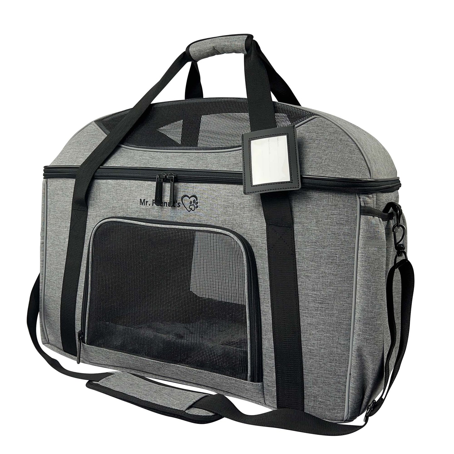 Pet Car Seat & Mobile Travel Crate – Rigid Soft-Sided, Tall Profile (Platinum Gray)