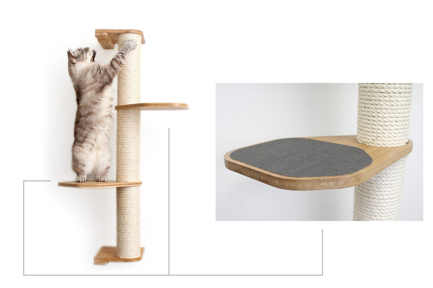 Wall Mounted Cat Scratching Pole with Sisal - Vertical Climbing Tower for Small Spaces