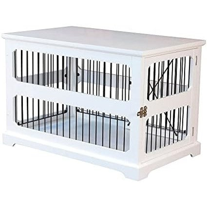 Slide Door Dog Crate End Table - Retractable Pet Kennel Furniture