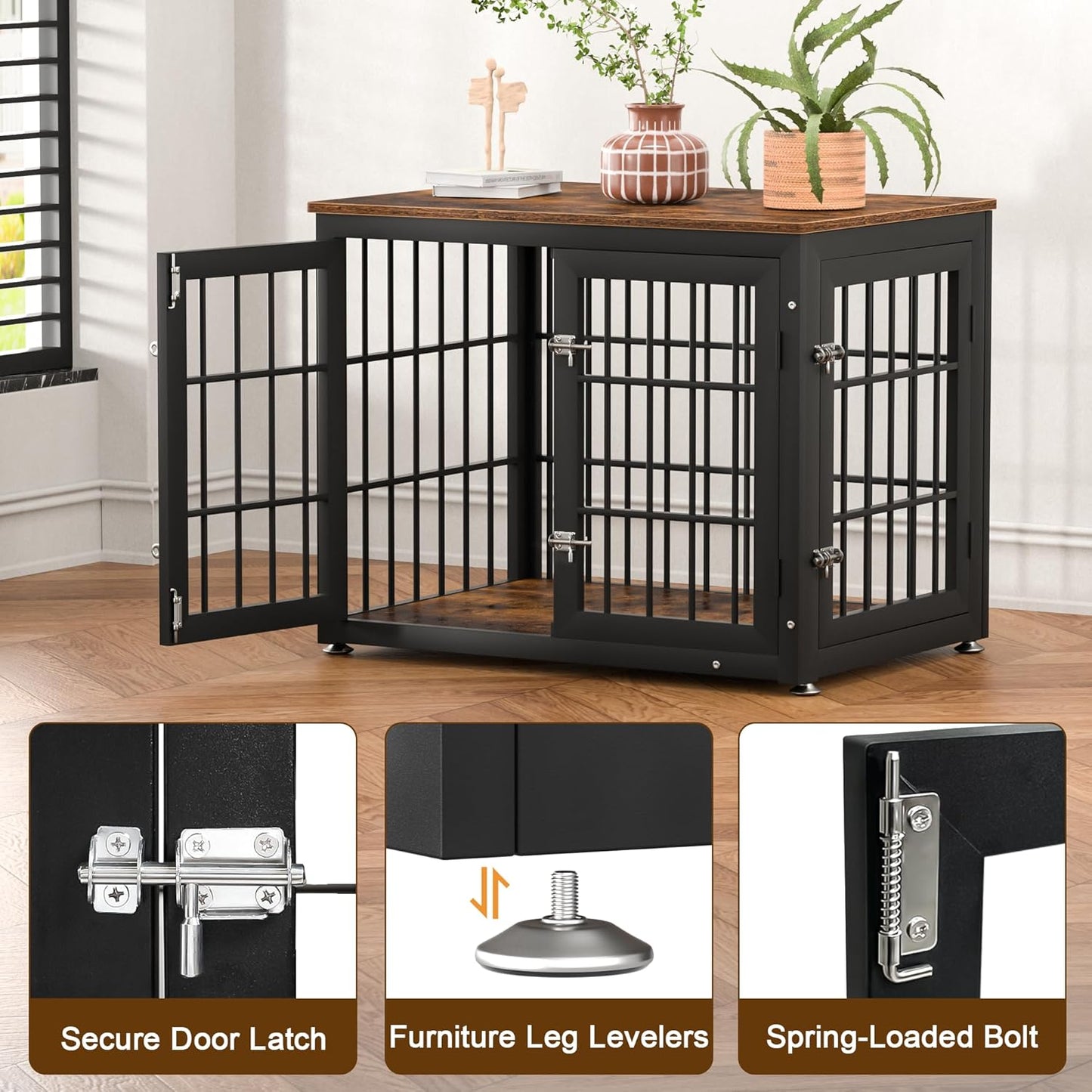 Double Door Dog Crate End Table