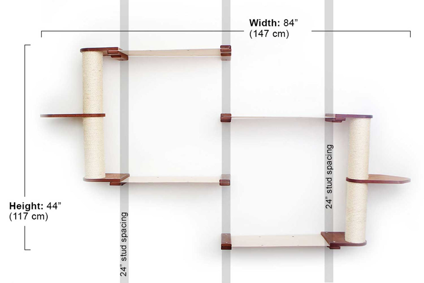 Wall-Mounted Cat Tree with Scratching Post & Hammock System