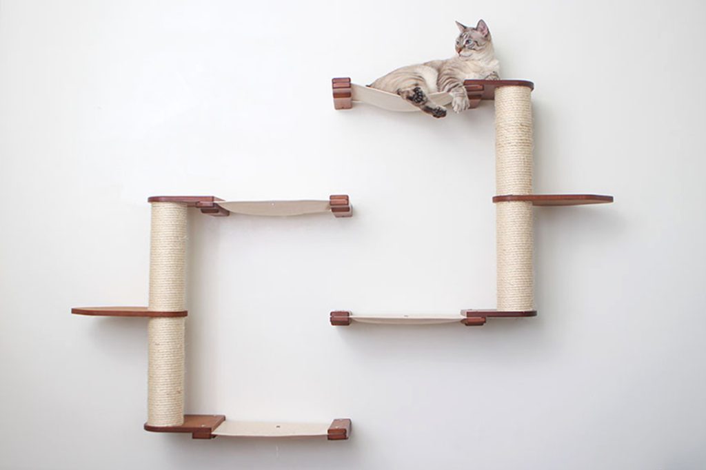 Wall-Mounted Cat Tree with Scratching Post & Hammock System