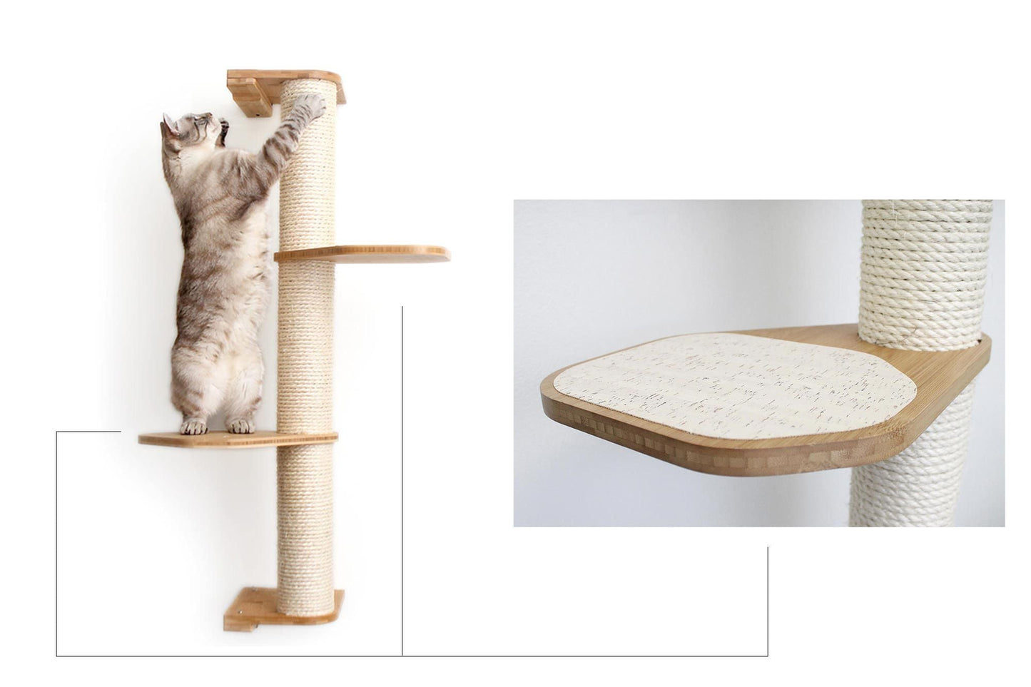 Wall Mounted Cat Scratching Pole with Sisal - Vertical Climbing Tower for Small Spaces