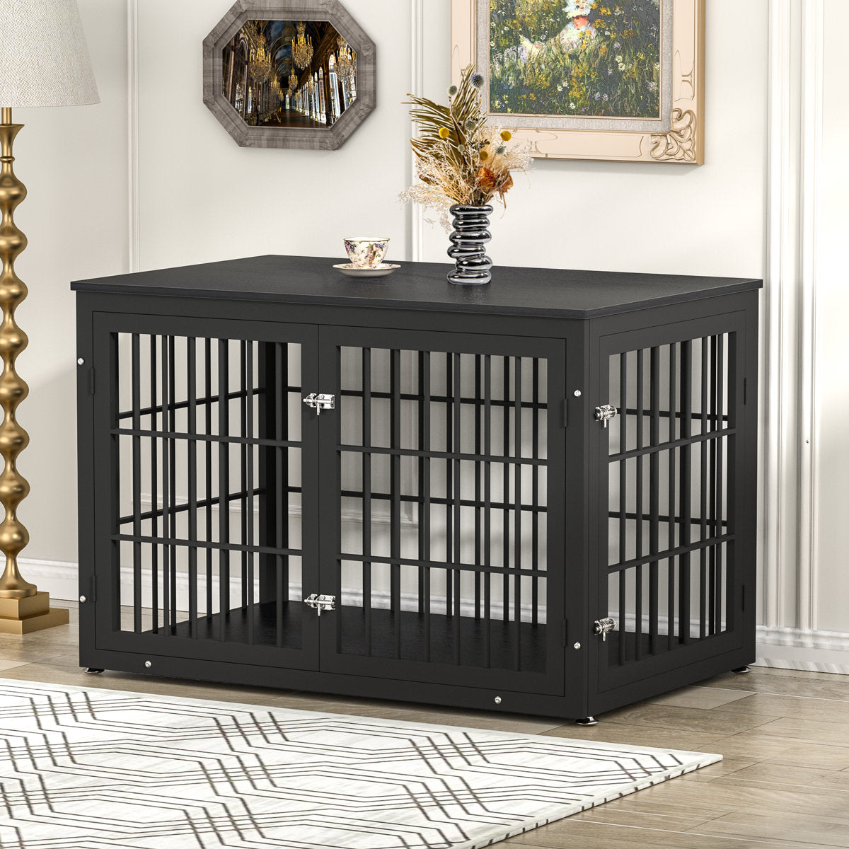 Double Door Dog Crate End Table
