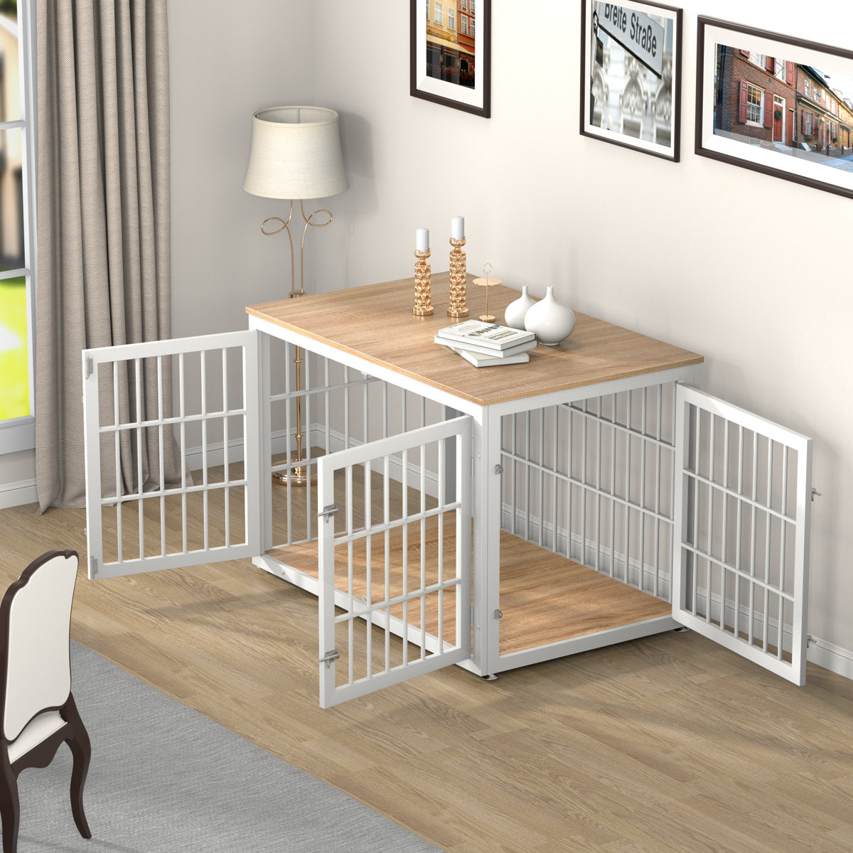 Double Door Dog Crate End Table