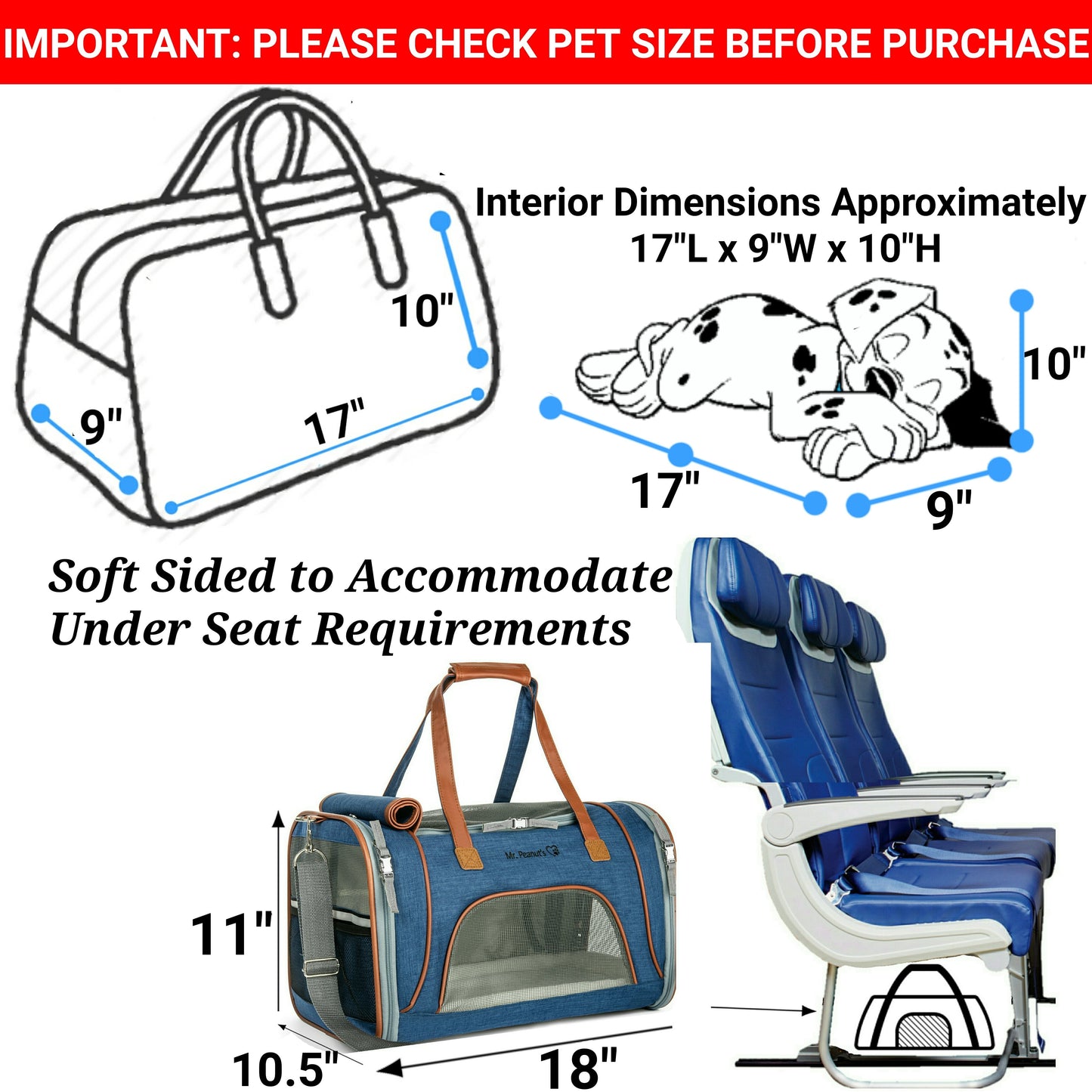 Airline Approved Expandable Pet Carrier – Standard Size, Soft-Sided Travel Tote