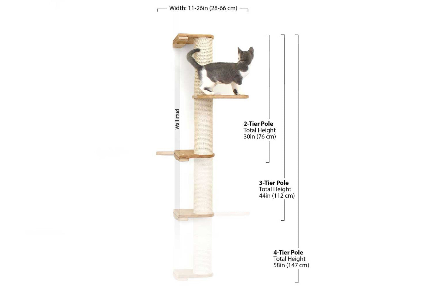 Wall Mounted Cat Scratching Pole with Sisal - Vertical Climbing Tower for Small Spaces