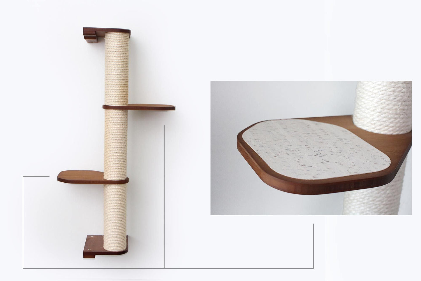 Wall Mounted Cat Scratching Pole with Sisal - Vertical Climbing Tower for Small Spaces