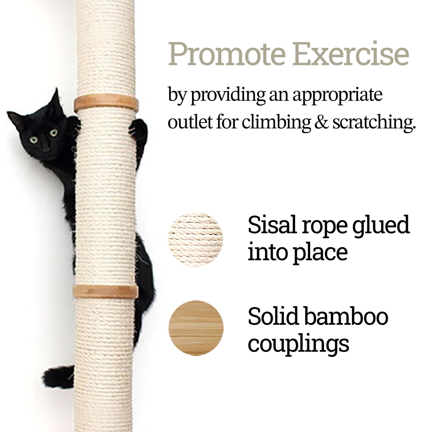 Wall Mounted Cat Scratching Pole with Sisal - Vertical Climbing Tower for Small Spaces