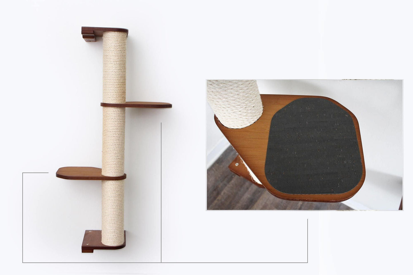 Wall Mounted Cat Scratching Pole with Sisal - Vertical Climbing Tower for Small Spaces