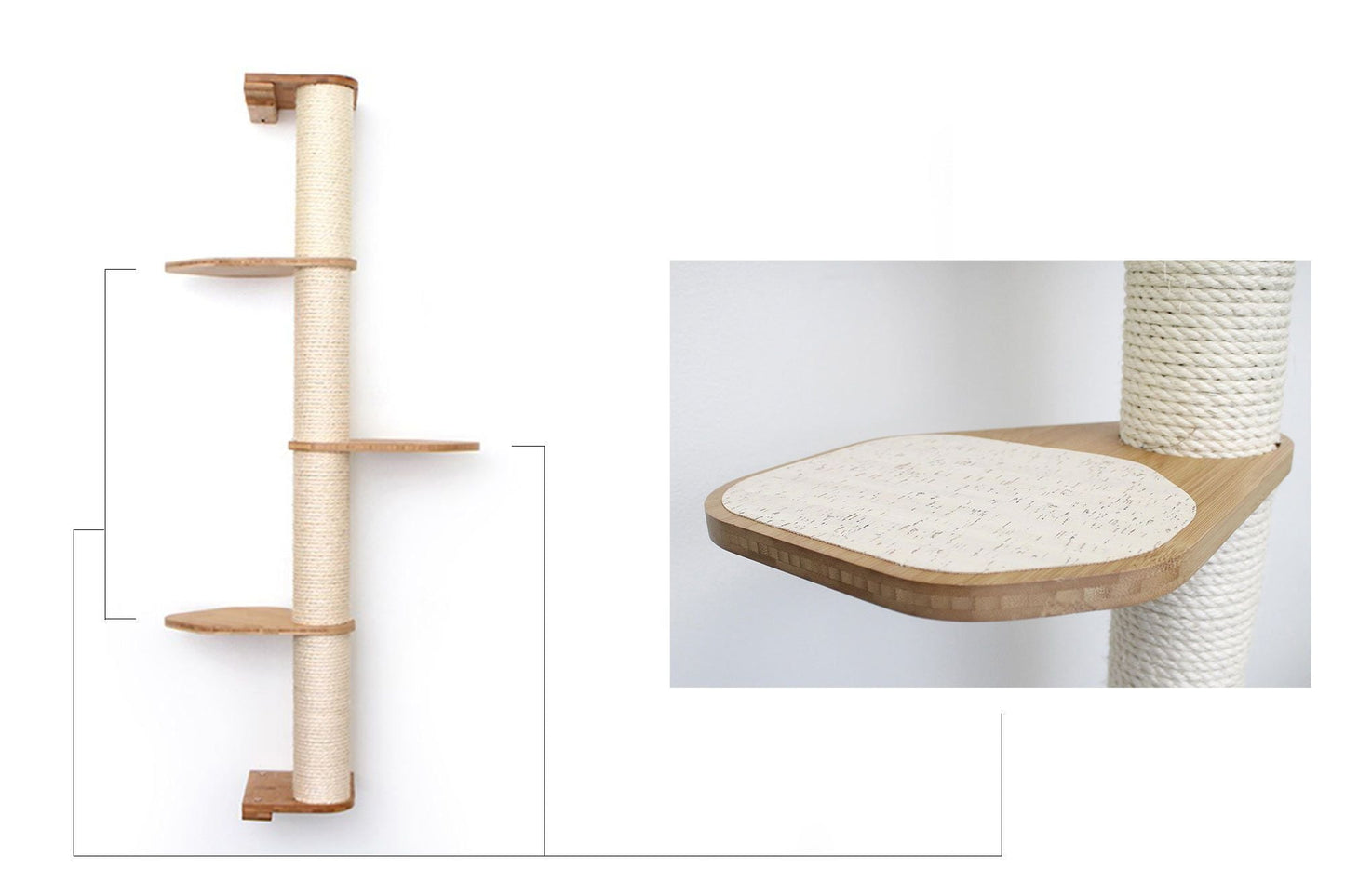 Wall Mounted Cat Scratching Pole with Sisal - Vertical Climbing Tower for Small Spaces