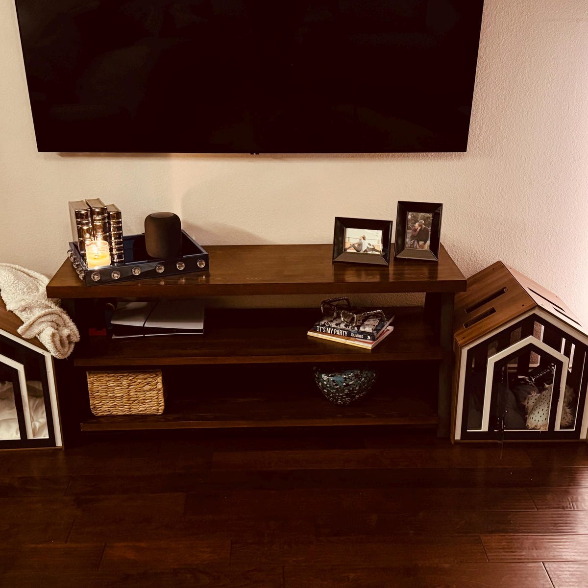 Modern Indoor Pet House & Furniture for Dogs and Cats - Premium Walnut Wood