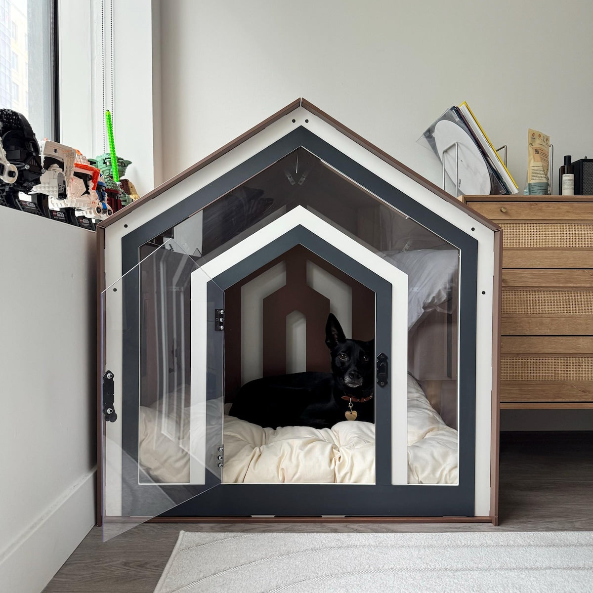Modern Indoor Pet House & Furniture for Dogs and Cats - Premium Walnut Wood