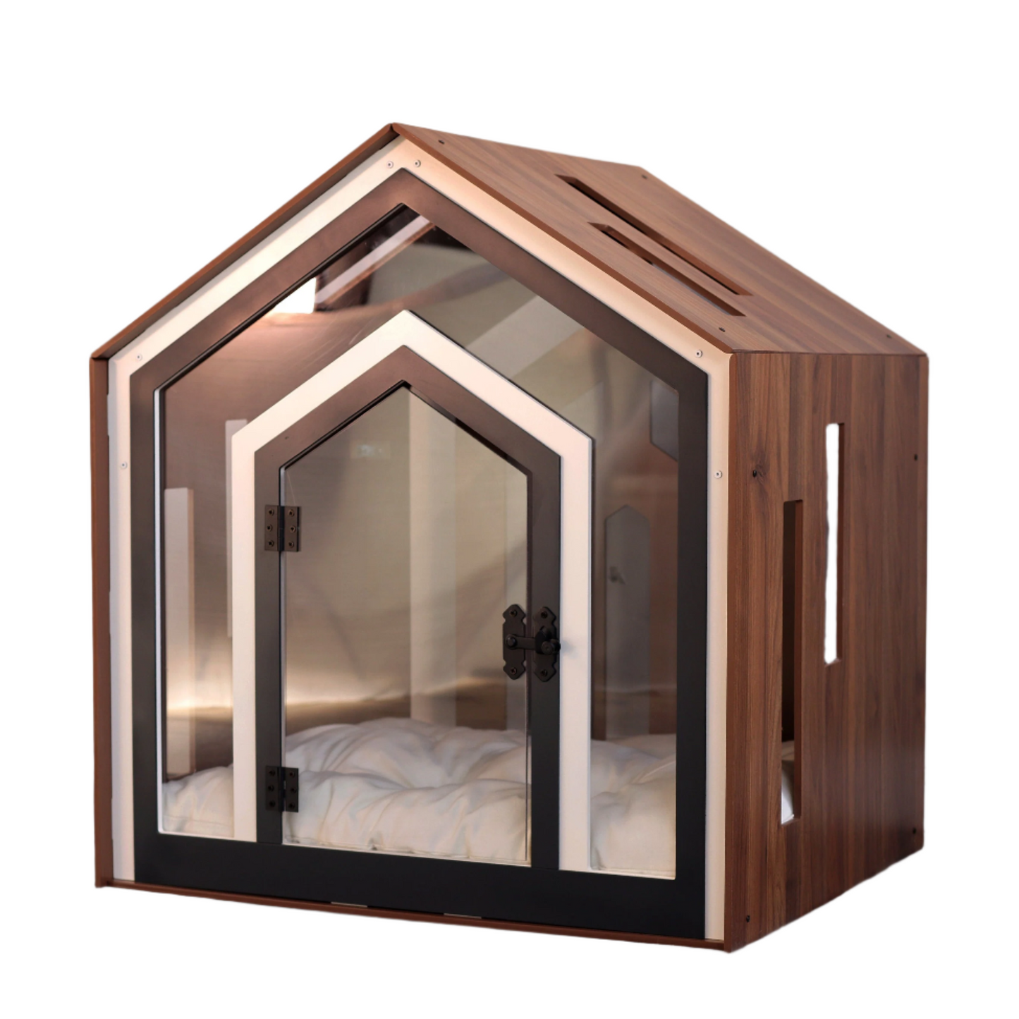 Modern Indoor Pet House & Furniture for Dogs and Cats - Premium Walnut Wood