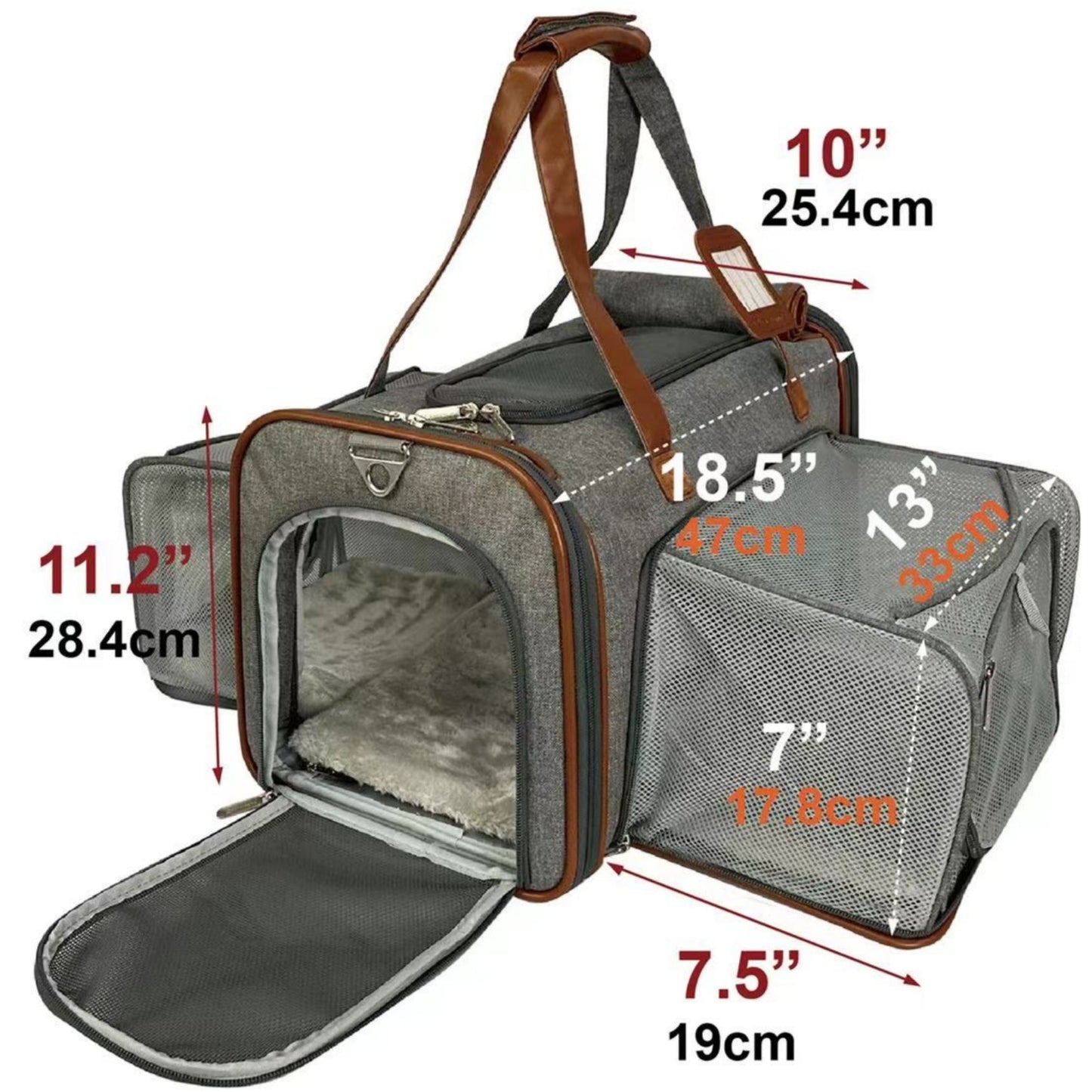 Double Expandable Airline Approved Pet Carrier – Standard Size, Soft-Sided