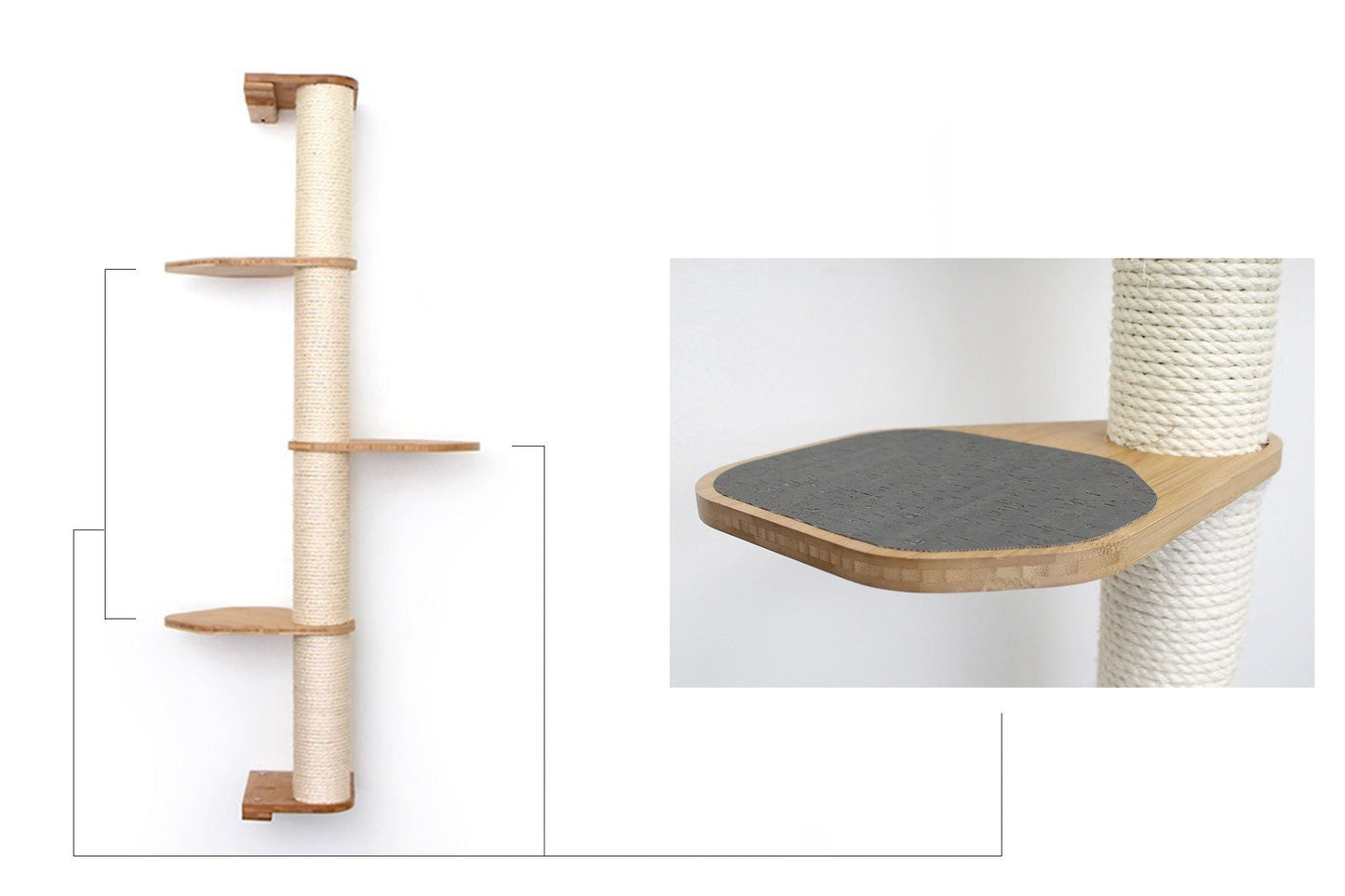 Wall Mounted Cat Scratching Pole with Sisal - Vertical Climbing Tower for Small Spaces