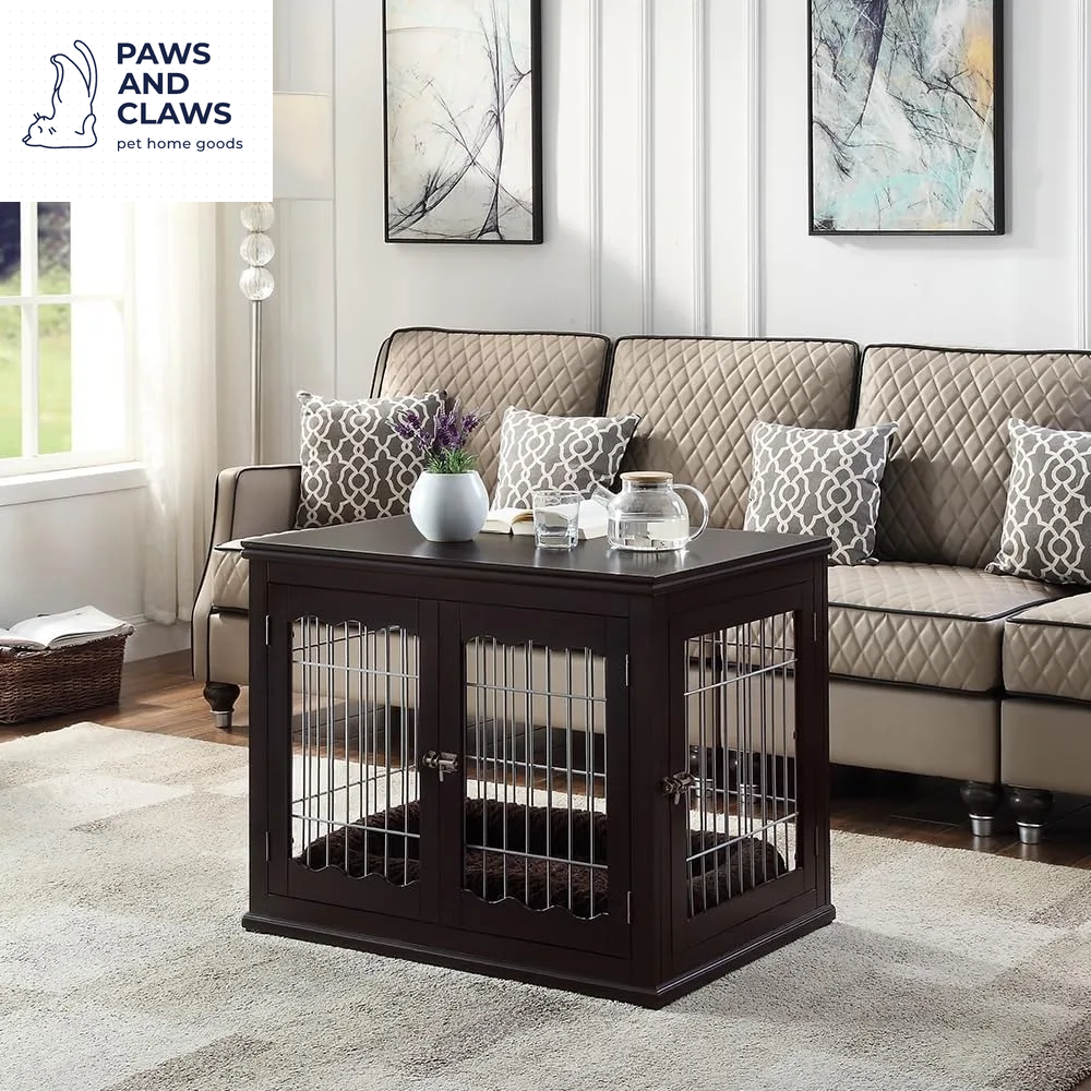 Furniture Style Dog Crate for Medium Dogs, Indoor Aesthetic Puppy Kennel, Modern Decorative Wooden Wire Pet House Dog Cage, Pre