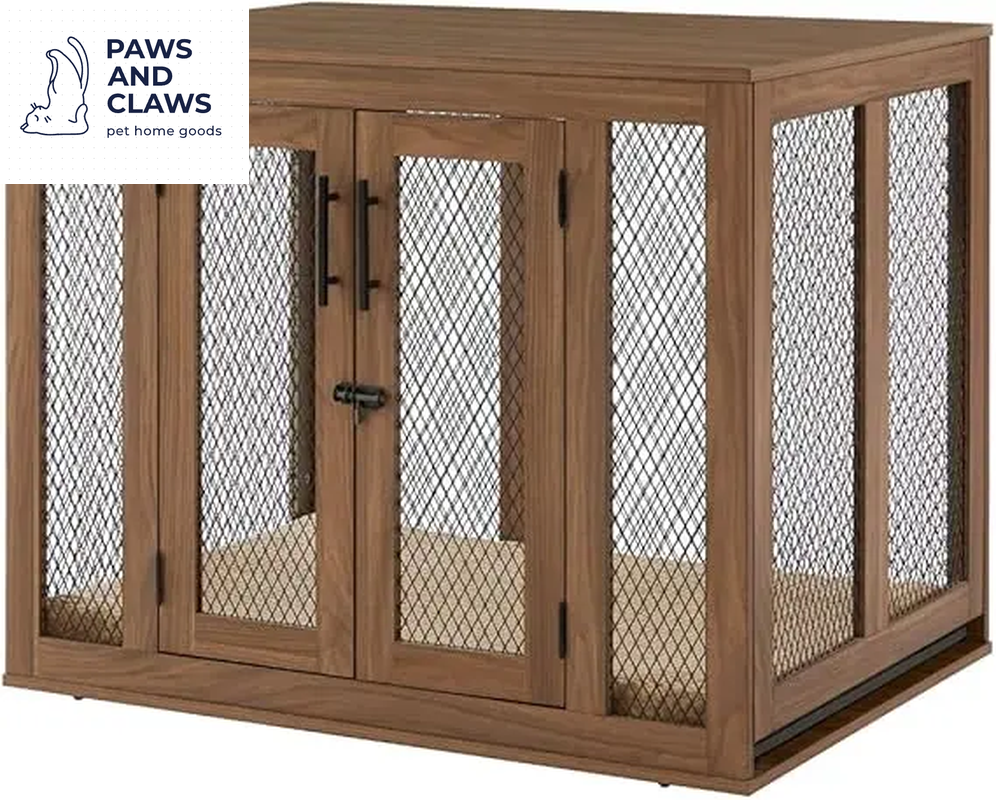 Dog Crate Furniture, Wooden Dog Kennel for Medium Breed, Indoor Decorative Wood Dog Cage, inside Side End Table Crate with Remo