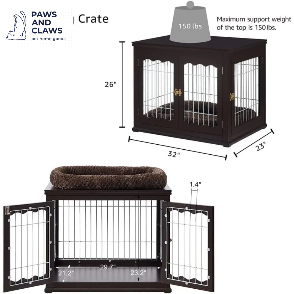 Furniture Style Dog Crate for Medium Dogs, Indoor Aesthetic Puppy Kennel, Modern Decorative Wooden Wire Pet House Dog Cage, Pre