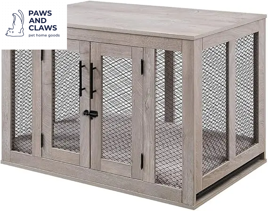 Dog Crate Furniture, Wooden Dog Kennel for Medium Breed, Indoor Decorative Wood Dog Cage, inside Side End Table Crate with Remo