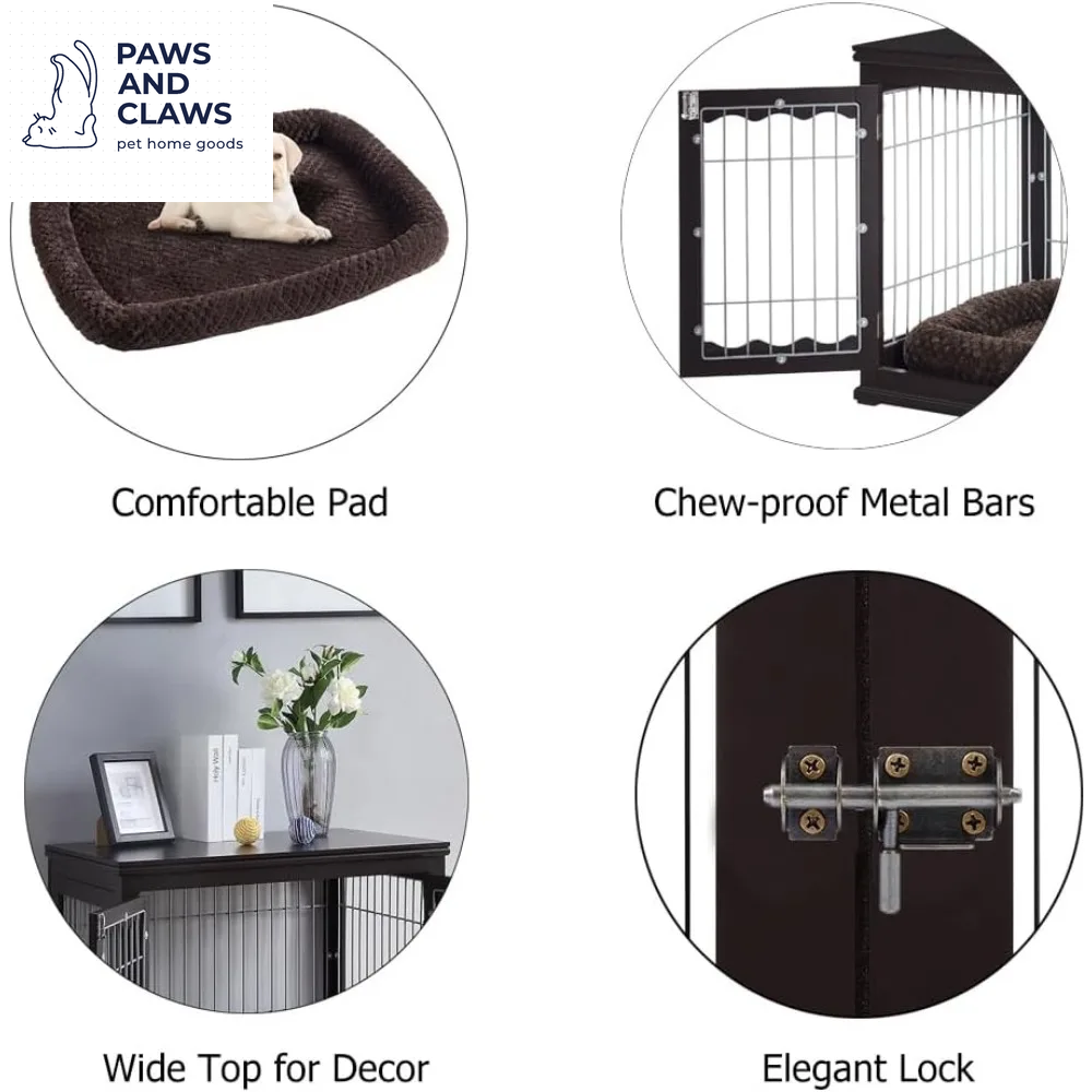 Furniture Style Dog Crate for Medium Dogs, Indoor Aesthetic Puppy Kennel, Modern Decorative Wooden Wire Pet House Dog Cage, Pre