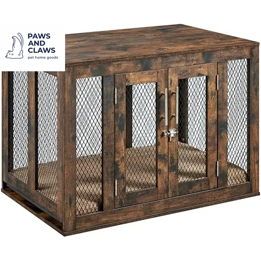 Dog Crate Furniture, Wooden Dog Kennel for Medium Breed, Indoor Decorative Wood Dog Cage, inside Side End Table Crate with Remo