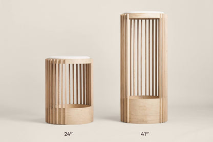 Modern Cat Tree with Faux Shearling Top & Slatted Design