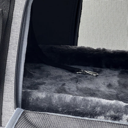 Pet Car Seat & Mobile Travel Crate – Rigid Soft-Sided, Tall Profile (Platinum Gray)