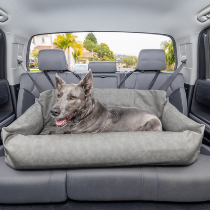 Faux Leather Memory Foam Dog Car Bed | Slate Gray