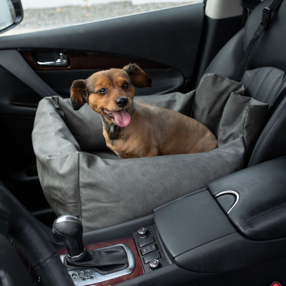 Faux Leather Memory Foam Dog Car Bed | Slate Gray
