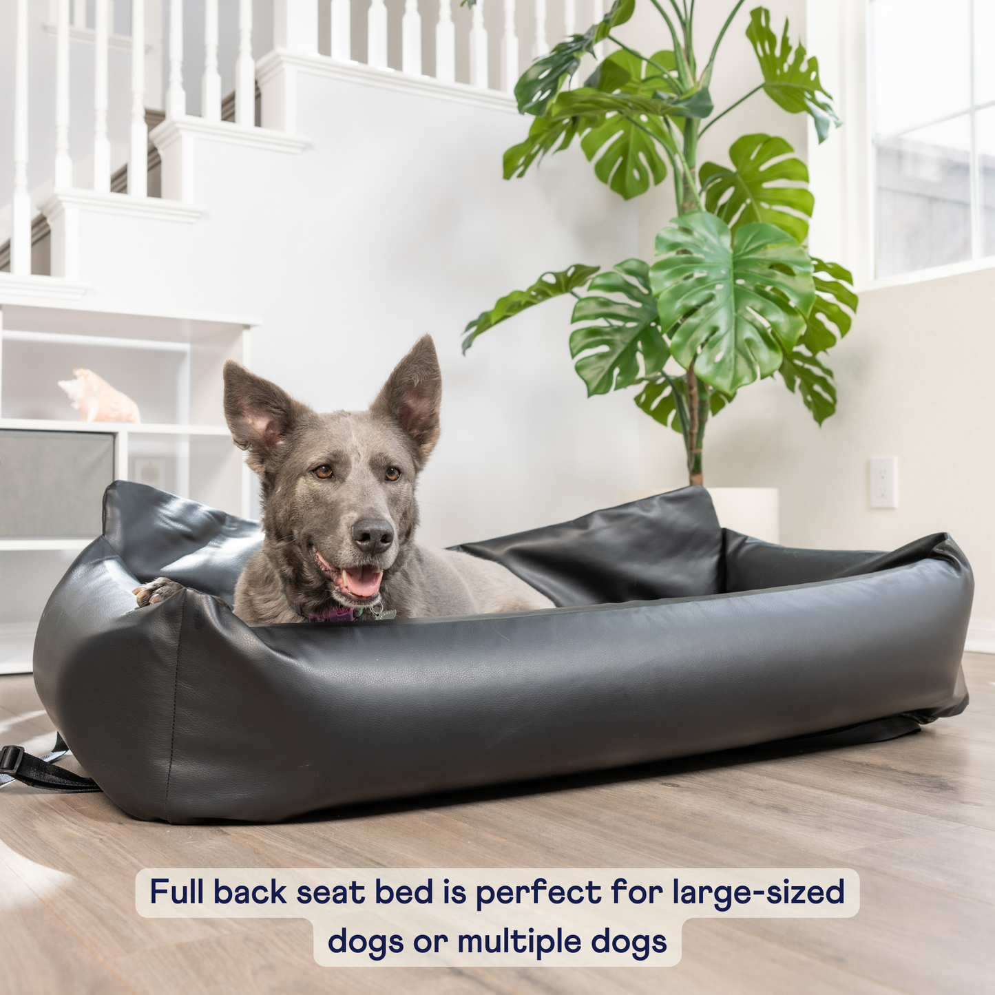 Faux Leather Memory Foam Dog Car Bed -  Black