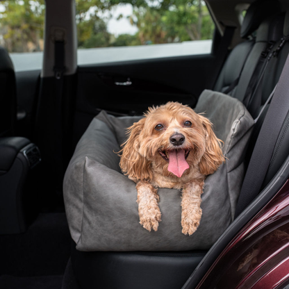 Faux Leather Memory Foam Dog Car Bed | Slate Gray