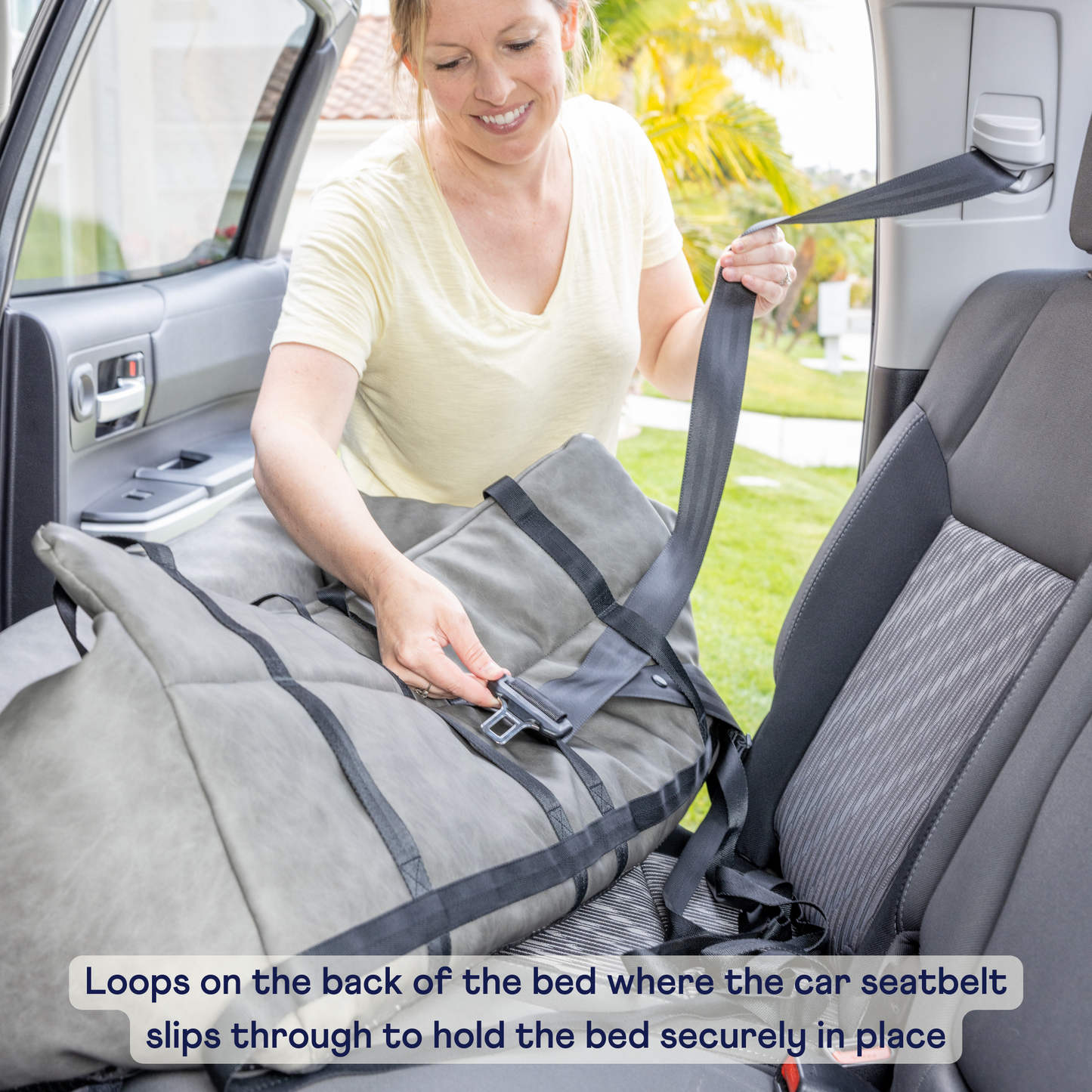 Faux Leather Memory Foam Dog Car Bed -  Black