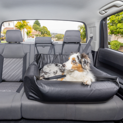 Faux Leather Memory Foam Dog Car Bed -  Black