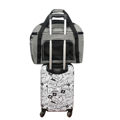 Pet Car Seat & Mobile Travel Crate – Rigid Soft-Sided, Tall Profile (Platinum Gray)