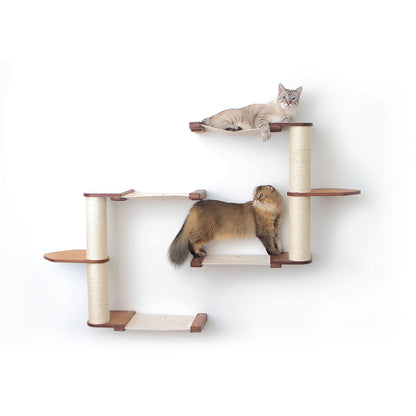 Wall-Mounted Cat Tree with Scratching Post & Hammock System