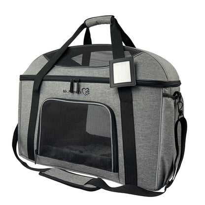 Pet Car Seat & Mobile Travel Crate – Rigid Soft-Sided, Tall Profile (Platinum Gray)