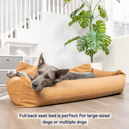 Faux Leather Memory Foam Dog Car Bed - Camel