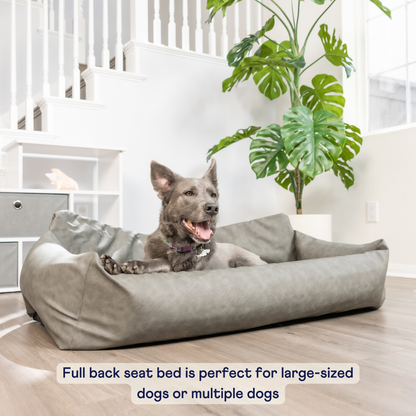 Faux Leather Memory Foam Dog Car Bed | Slate Gray