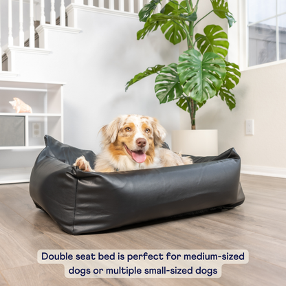 Faux Leather Memory Foam Dog Car Bed -  Black