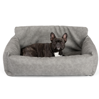 Faux Leather Memory Foam Dog Car Bed | Slate Gray