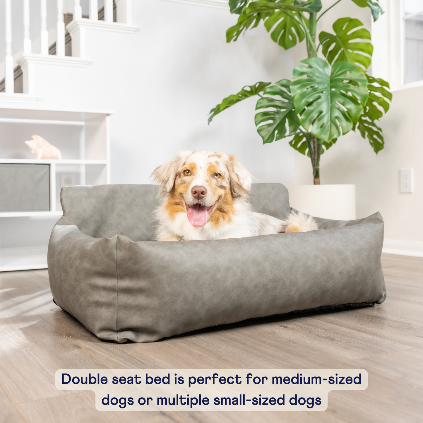 Faux Leather Memory Foam Dog Car Bed | Slate Gray