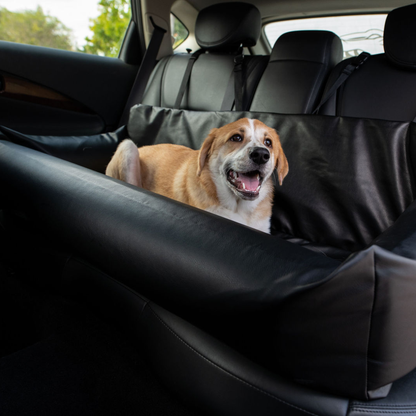 Faux Leather Memory Foam Dog Car Bed -  Black
