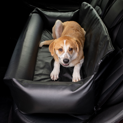 Faux Leather Memory Foam Dog Car Bed -  Black