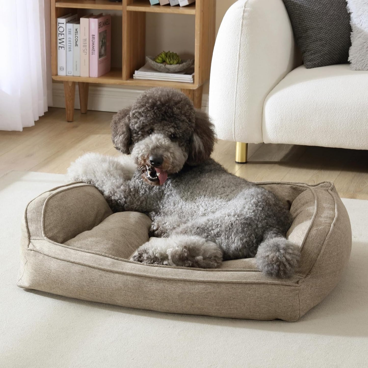 Large Memory Foam Sofa-Style Dog Bed with Bolster Sides