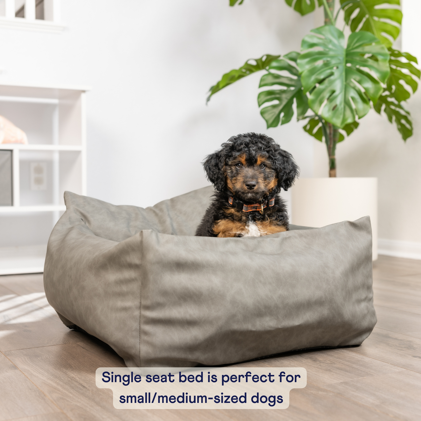 Faux Leather Memory Foam Dog Car Bed | Slate Gray