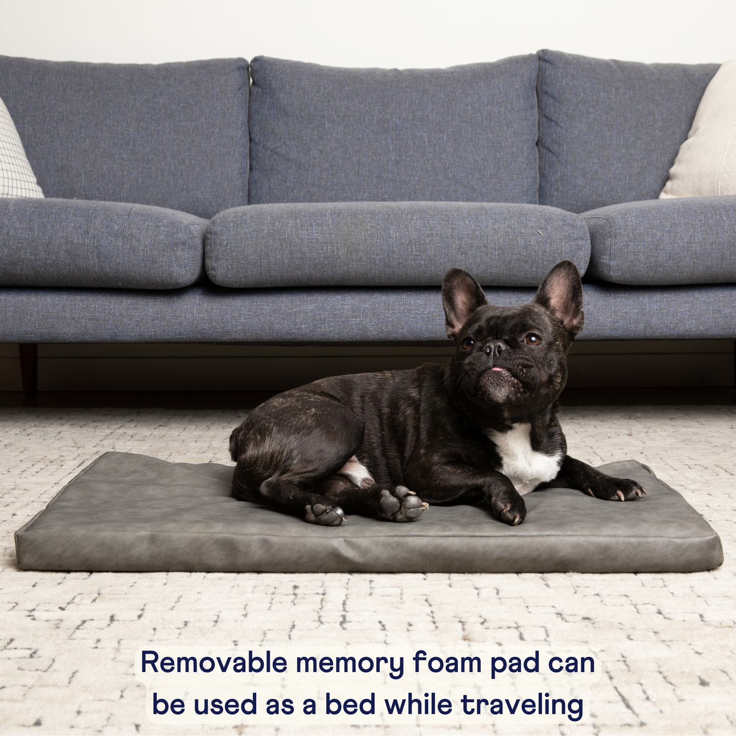 Faux Leather Memory Foam Dog Car Bed | Slate Gray