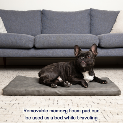 Faux Leather Memory Foam Dog Car Bed | Slate Gray
